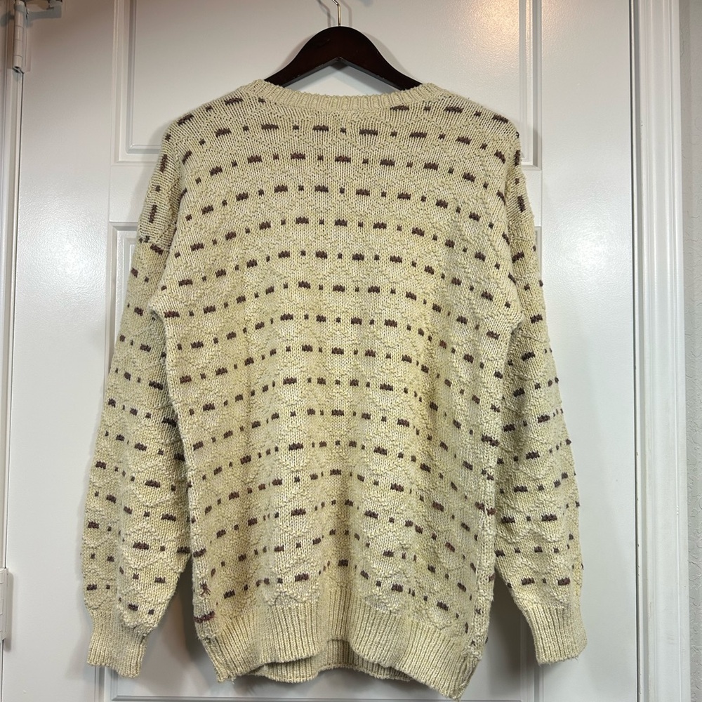 Vintage Trader Bay 501 Made in the USA Grandpa Textured Sweater in Cream Size M - Picture 5 of 8